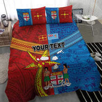 Personalised Fiji and Rotuma Together Bedding Set Tapa and Pacific Art Pattern with Cultural Emblems Half Style LT03 - Polynesian Pride