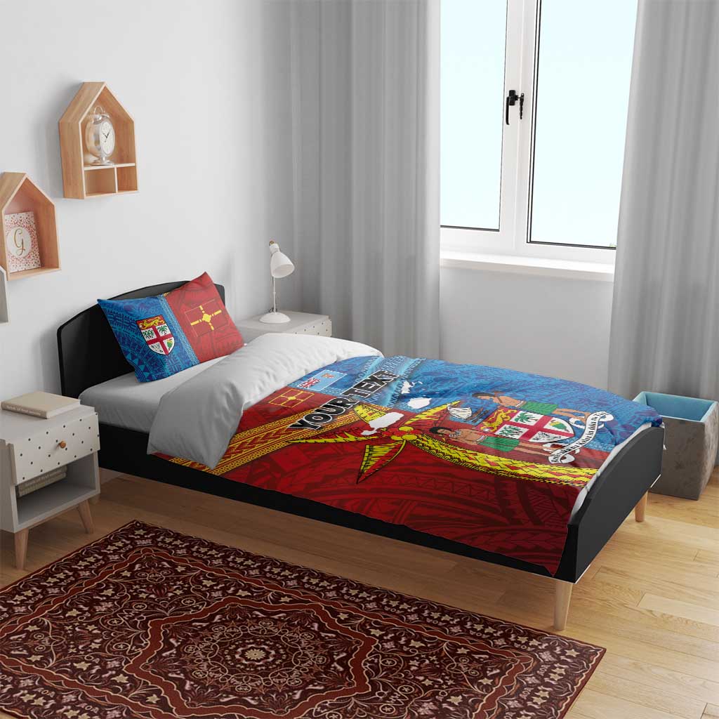 Personalised Fiji and Rotuma Together Bedding Set Tapa and Pacific Art Pattern with Cultural Emblems Half Style LT03 - Polynesian Pride