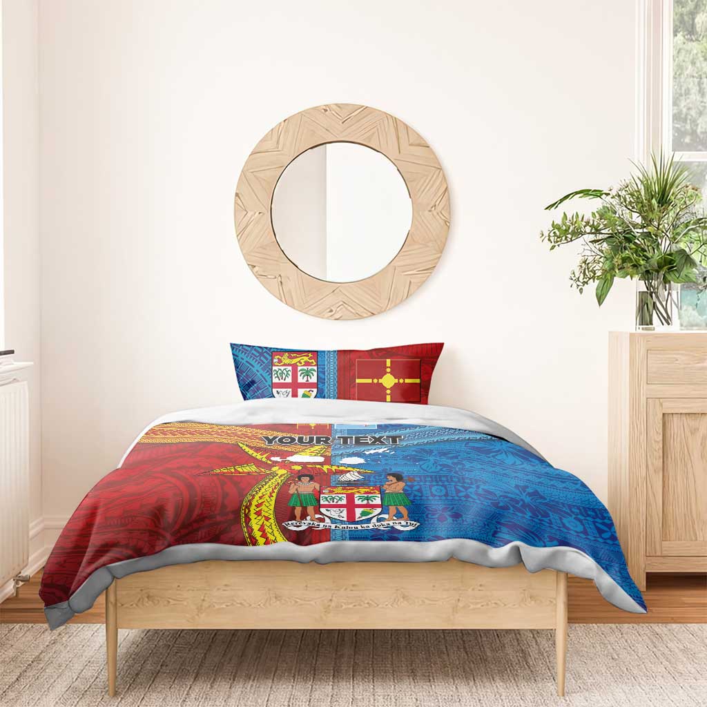 Personalised Fiji and Rotuma Together Bedding Set Tapa and Pacific Art Pattern with Cultural Emblems Half Style LT03 - Polynesian Pride