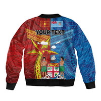 Personalised Fiji and Rotuma Together Bomber Jacket Tapa and Pacific Art Pattern with Cultural Emblems Half Style LT03 - Polynesian Pride