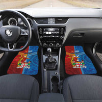 Personalised Fiji and Rotuma Together Car Mats Tapa and Pacific Art Pattern with Cultural Emblems Half Style LT03 Set 2pcs - Front Red - Polynesian Pride