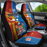 Personalised Fiji and Rotuma Together Car Seat Cover Tapa and Pacific Art Pattern with Cultural Emblems Half Style LT03 - Polynesian Pride