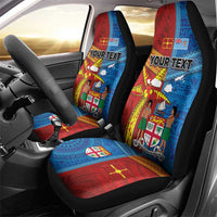 Personalised Fiji and Rotuma Together Car Seat Cover Tapa and Pacific Art Pattern with Cultural Emblems Half Style LT03 - Polynesian Pride