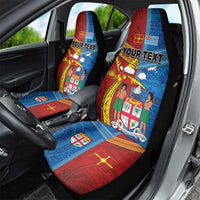 Personalised Fiji and Rotuma Together Car Seat Cover Tapa and Pacific Art Pattern with Cultural Emblems Half Style LT03 - Polynesian Pride