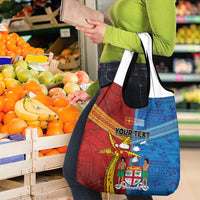 Personalised Fiji and Rotuma Together Grocery Bag Tapa and Pacific Art Pattern with Cultural Emblems Half Style LT03 - Polynesian Pride