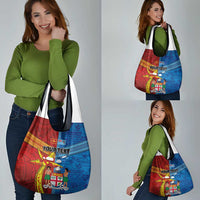 Personalised Fiji and Rotuma Together Grocery Bag Tapa and Pacific Art Pattern with Cultural Emblems Half Style LT03 - Polynesian Pride