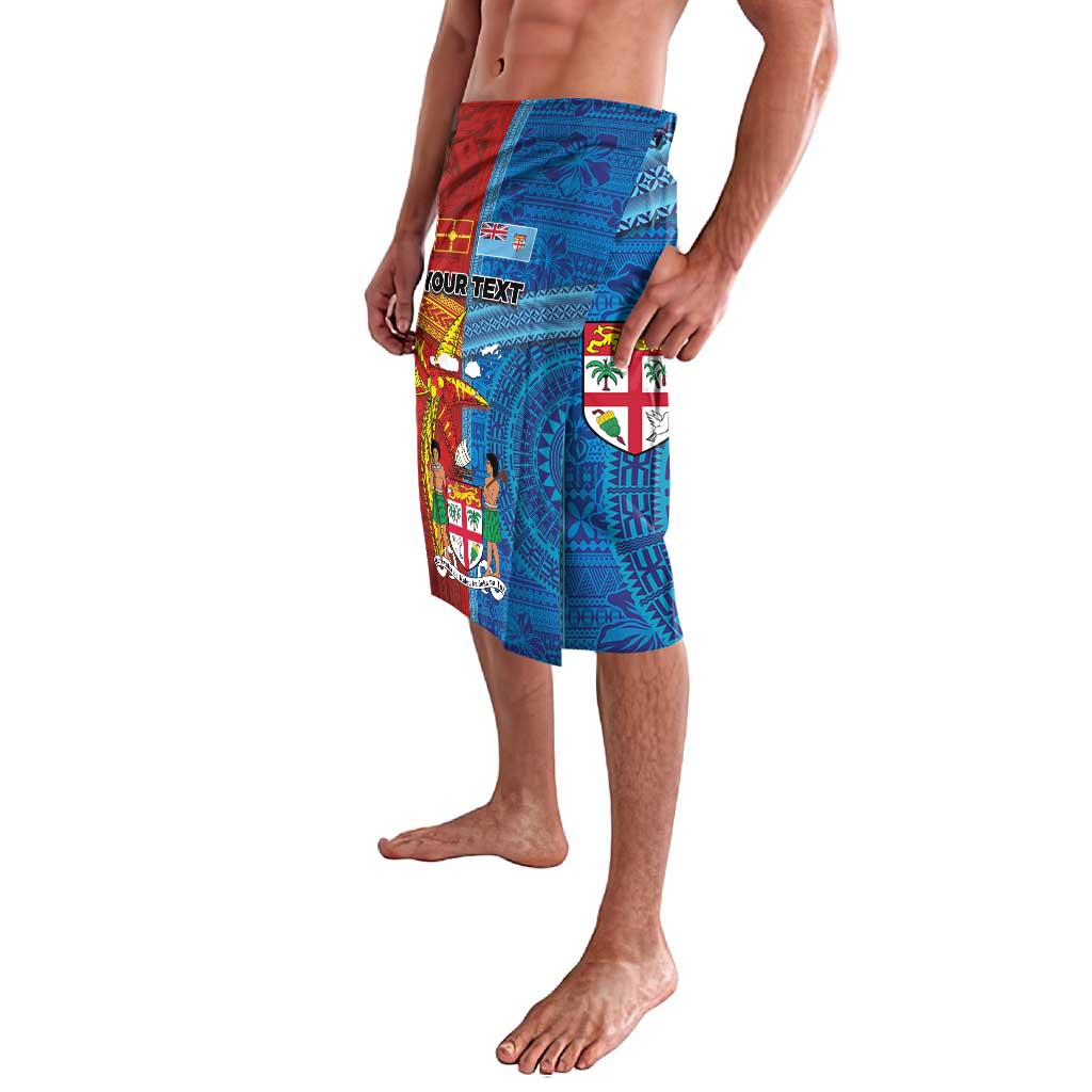 Personalised Fiji and Rotuma Together Lavalava Tapa and Pacific Art Pattern with Cultural Emblems Half Style LT03 - Polynesian Pride