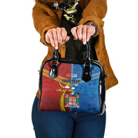 Personalised Fiji and Rotuma Together Shoulder Handbag Tapa and Pacific Art Pattern with Cultural Emblems Half Style LT03 One Size Red - Polynesian Pride