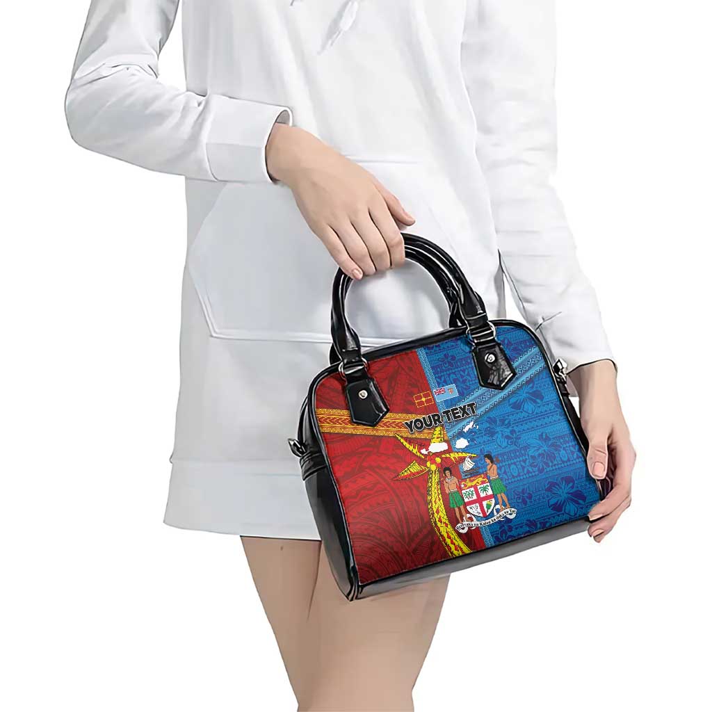 Personalised Fiji and Rotuma Together Shoulder Handbag Tapa and Pacific Art Pattern with Cultural Emblems Half Style LT03 - Polynesian Pride