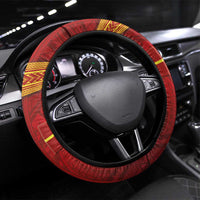 Fiji and Rotuma Together Steering Wheel Cover Tapa and Pacific Art Pattern with Cultural Emblems Half Style LT03 Universal Fit Red - Polynesian Pride