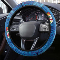 Fiji and Rotuma Together Steering Wheel Cover Tapa and Pacific Art Pattern with Cultural Emblems Half Style LT03 - Polynesian Pride