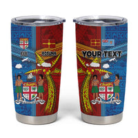 Personalised Fiji and Rotuma Together Tumbler Cup Tapa and Pacific Art Pattern with Cultural Emblems Half Style LT03 Red - Polynesian Pride