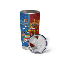 Personalised Fiji and Rotuma Together Tumbler Cup Tapa and Pacific Art Pattern with Cultural Emblems Half Style LT03 - Polynesian Pride