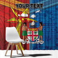 Personalised Fiji and Rotuma Together Window Curtain Tapa and Pacific Art Pattern with Cultural Emblems Half Style LT03 - Polynesian Pride