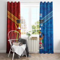 Personalised Fiji and Rotuma Together Window Curtain Tapa and Pacific Art Pattern with Cultural Emblems Half Style LT03 - Polynesian Pride