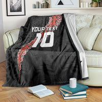 Custom New Zealand Rugby Blanket Maori and Silver Fern Half Style LT03 Black - Polynesian Pride