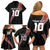 Custom New Zealand Rugby Family Matching Off Shoulder Short Dress and Hawaiian Shirt Maori and Silver Fern Half Style