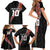 Custom New Zealand Rugby Family Matching Short Sleeve Bodycon Dress and Hawaiian Shirt Maori and Silver Fern Half Style