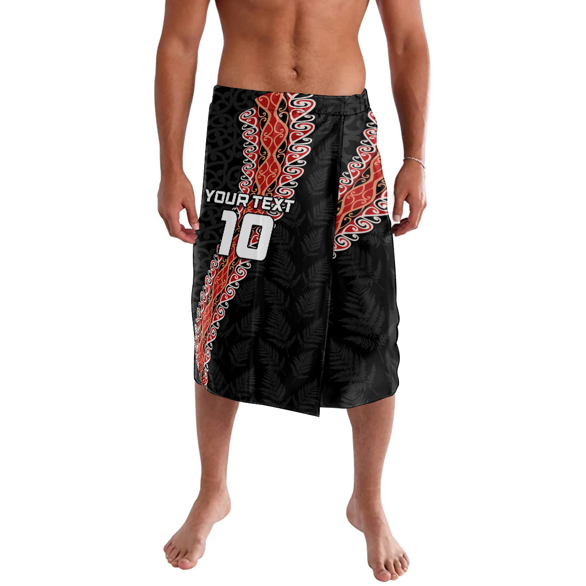 Custom New Zealand Rugby Lavalava Maori and Silver Fern Half Style LT03 Black - Polynesian Pride