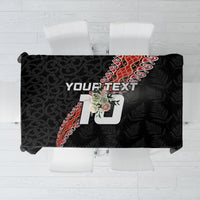 Custom New Zealand Rugby Tablecloth Maori and Silver Fern Half Style LT03 Black - Polynesian Pride
