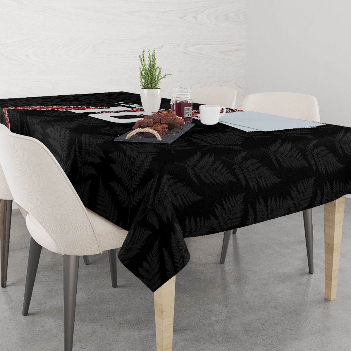 Custom New Zealand Rugby Tablecloth Maori and Silver Fern Half Style LT03 - Polynesian Pride