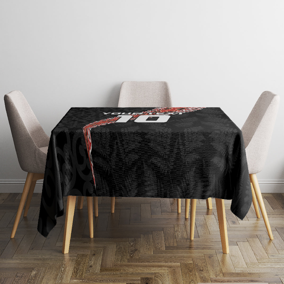Custom New Zealand Rugby Tablecloth Maori and Silver Fern Half Style LT03 - Polynesian Pride