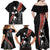 New Zealand Maori Rugby Player Family Matching Off Shoulder Maxi Dress and Hawaiian Shirt Maori and Silver Fern Half Style