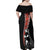 New Zealand Maori Rugby Player Family Matching Off Shoulder Maxi Dress and Hawaiian Shirt Maori and Silver Fern Half Style