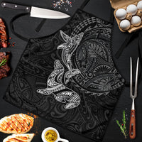 Hawaiian Monk Seal and Whale Apron Kakau Tribal Pattern Grayscale LT03 Black - Polynesian Pride