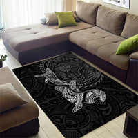 Hawaiian Monk Seal and Whale Area Rug Kakau Tribal Pattern Grayscale LT03 - Polynesian Pride