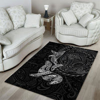 Hawaiian Monk Seal and Whale Area Rug Kakau Tribal Pattern Grayscale LT03 - Polynesian Pride