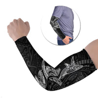Hawaiian Monk Seal and Whale Arm Sleeves Kakau Tribal Pattern Grayscale LT03 Set of 2 Black - Polynesian Pride