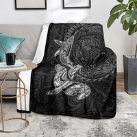 Hawaiian Monk Seal and Whale Blanket Kakau Tribal Pattern Grayscale LT03 - Polynesian Pride