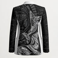 Hawaiian Monk Seal and Whale Blazer Kakau Tribal Pattern Grayscale LT03 - Polynesian Pride