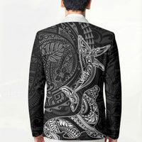 Hawaiian Monk Seal and Whale Blazer Kakau Tribal Pattern Grayscale LT03 - Polynesian Pride