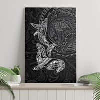 Hawaiian Monk Seal and Whale Canvas Wall Art Kakau Tribal Pattern Grayscale LT03 - Polynesian Pride