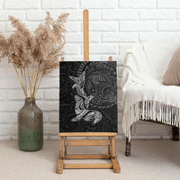 Hawaiian Monk Seal and Whale Canvas Wall Art Kakau Tribal Pattern Grayscale LT03 - Polynesian Pride