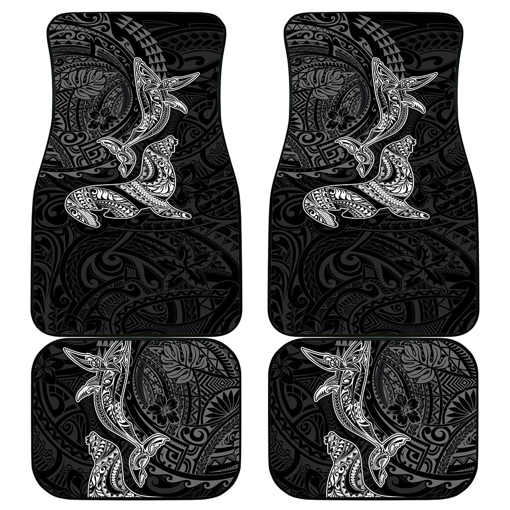Hawaiian Monk Seal and Whale Car Mats Kakau Tribal Pattern Grayscale LT03 - Polynesian Pride