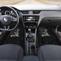 Hawaiian Monk Seal and Whale Car Mats Kakau Tribal Pattern Grayscale LT03 Set 2pcs - Front Black - Polynesian Pride