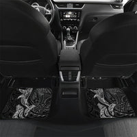 Hawaiian Monk Seal and Whale Car Mats Kakau Tribal Pattern Grayscale LT03 Set 2pcs - Back Black - Polynesian Pride
