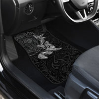 Hawaiian Monk Seal and Whale Car Mats Kakau Tribal Pattern Grayscale LT03 - Polynesian Pride