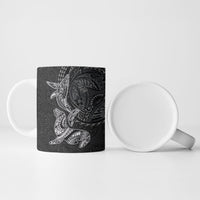 Hawaiian Monk Seal and Whale Ceramic Mug Kakau Tribal Pattern Grayscale LT03 - Polynesian Pride