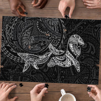 Hawaiian Monk Seal and Whale Puzzle Kakau Tribal Pattern Grayscale LT03 - Polynesian Pride