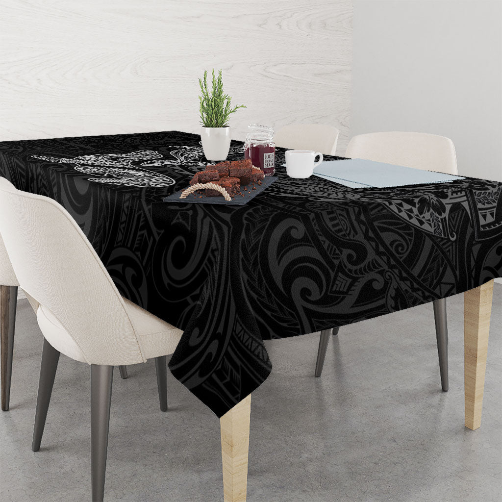 Hawaiian Monk Seal and Whale Tablecloth Kakau Tribal Pattern Grayscale LT03 - Polynesian Pride