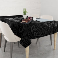 Hawaiian Monk Seal and Whale Tablecloth Kakau Tribal Pattern Grayscale LT03 - Polynesian Pride
