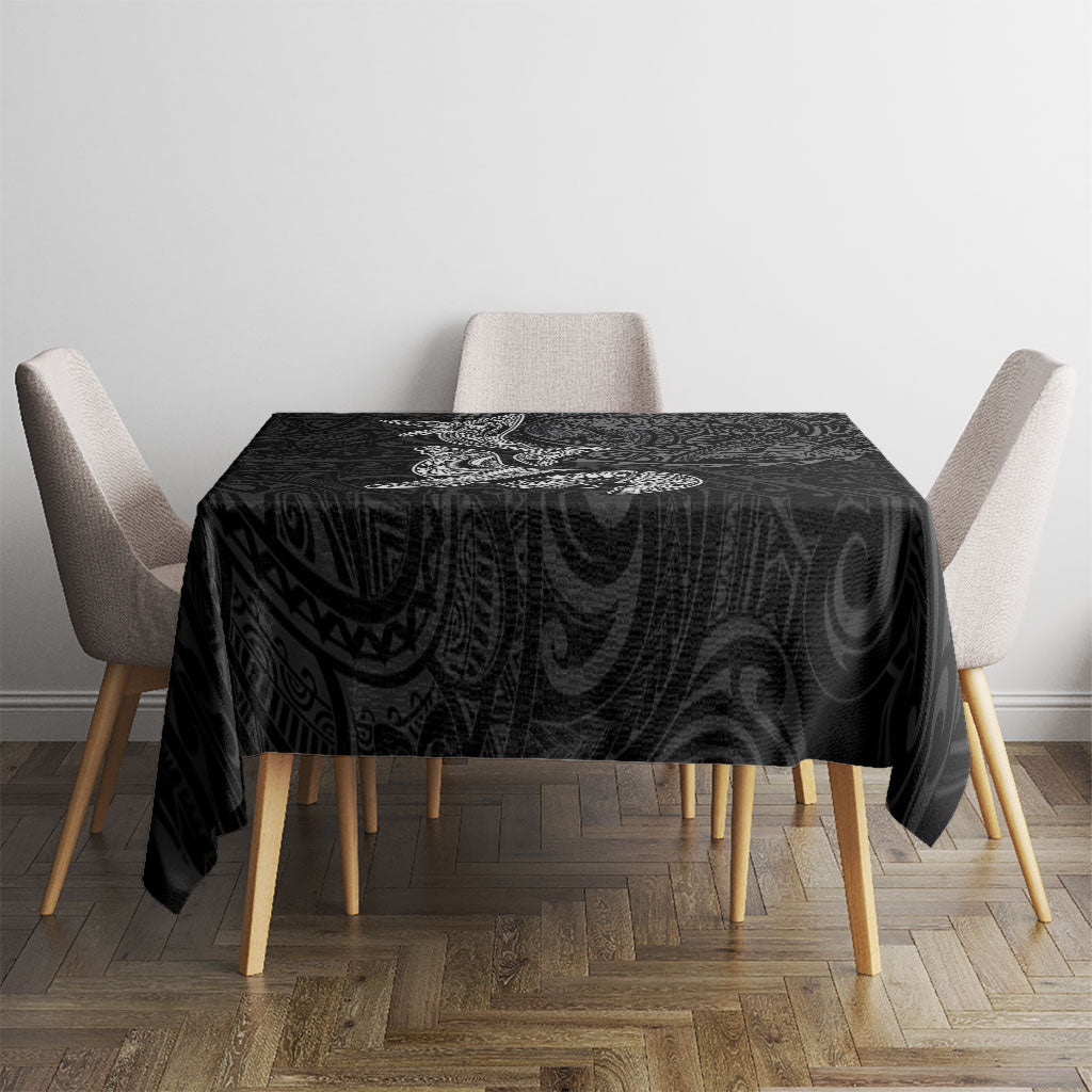 Hawaiian Monk Seal and Whale Tablecloth Kakau Tribal Pattern Grayscale LT03 - Polynesian Pride