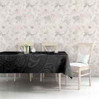 Hawaiian Monk Seal and Whale Tablecloth Kakau Tribal Pattern Grayscale LT03 - Polynesian Pride