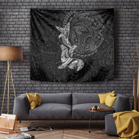 Hawaiian Monk Seal and Whale Tapestry Kakau Tribal Pattern Grayscale LT03 Black - Polynesian Pride