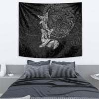 Hawaiian Monk Seal and Whale Tapestry Kakau Tribal Pattern Grayscale LT03 - Polynesian Pride