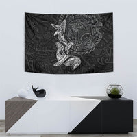 Hawaiian Monk Seal and Whale Tapestry Kakau Tribal Pattern Grayscale LT03 - Polynesian Pride